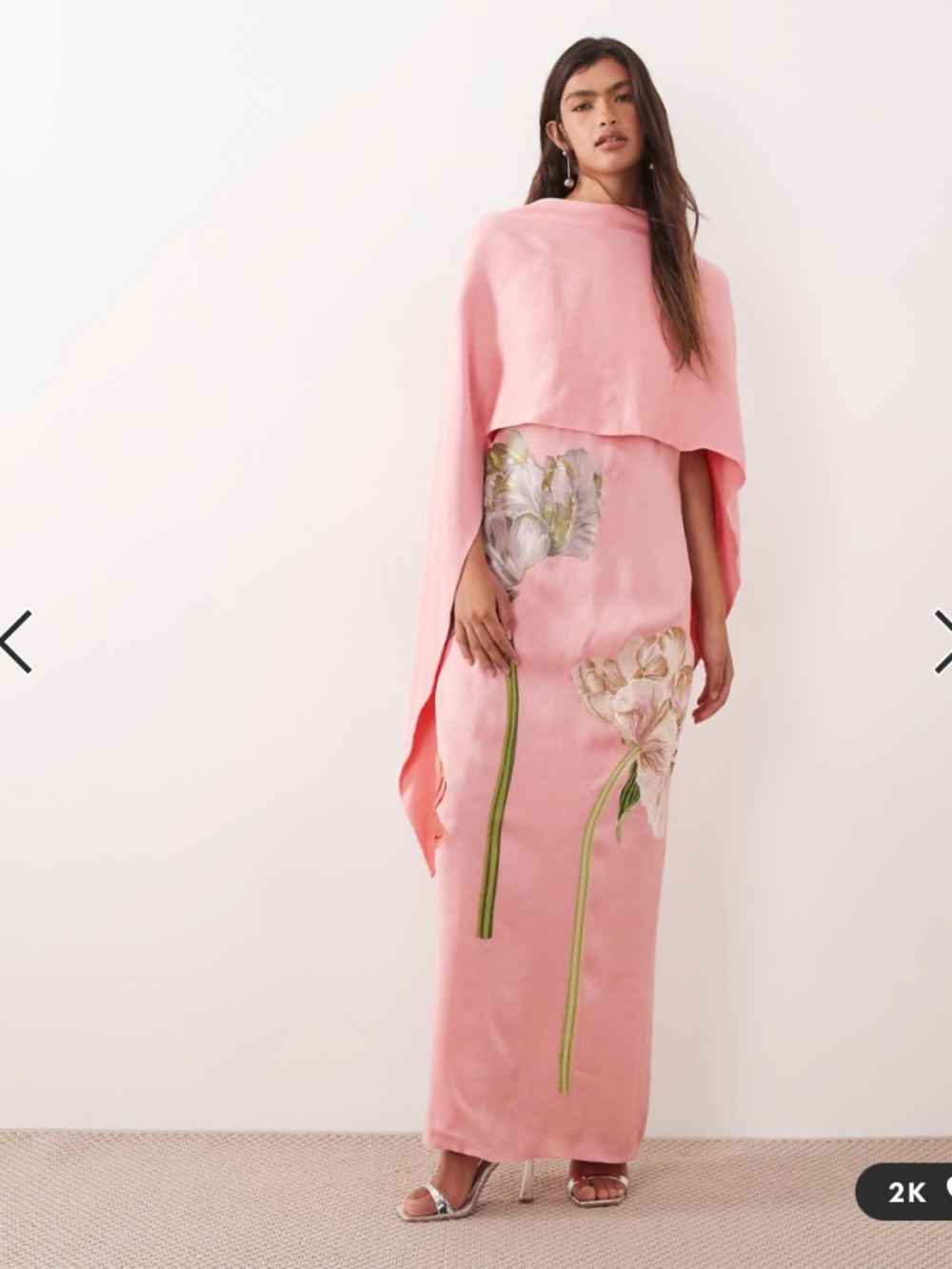 NWT - ASOS & ARRANGE satin floral dress with cape